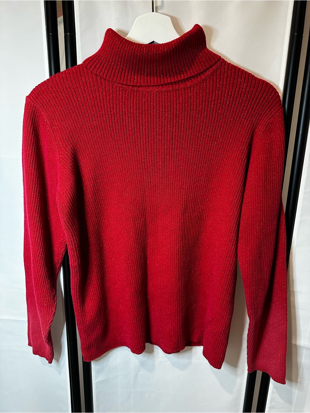 Liz Claiborne Red Ribbed Turtleneck Sweater